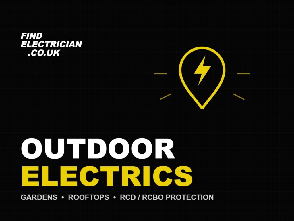 Outdoor electrics - garden and rooftop lighting and power with RCD protection by Find Electrician